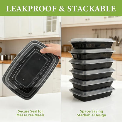90 Pack 28 oz Meal Prep Containers Reusable with Lids, BPA-Free Single Compartment Food Containers, Durable & Stackable To-Go Boxes, Reusable Microwave Freezer Dishwasher Safe