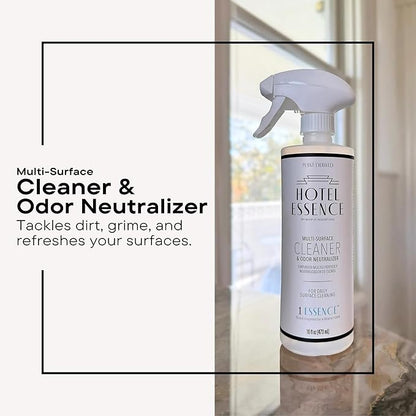 Hotel Essence Cleaner: Plant-Based Multi-Surface Cleaner & Odor Neutralizer, 16 oz, Leather, Cardamom, Lemon, Sandalwood, Cedarwood, Cinnamon, Vetiver, Amber, Musk, Iris, 16 Fl Oz (2)