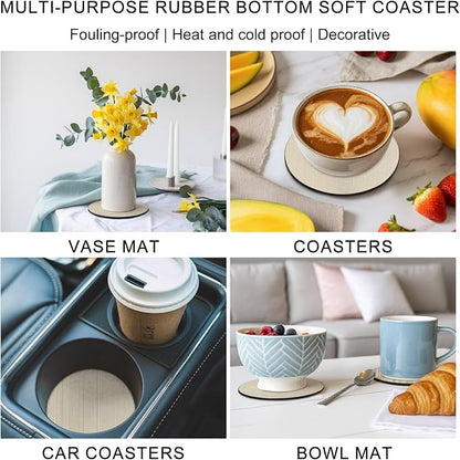 Cream Thin Lines Coasters Set of 6, Absorbent Coasters