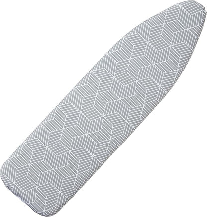 Seiritex Ironing Board Cover with Padding 15 x 54 inch Standard Full Size, Heat Reflective with Hook and Loop Fasteners, Thick Padding with Elasticized Edges, 3 Layers Iron Board Cover (Gray Cube)