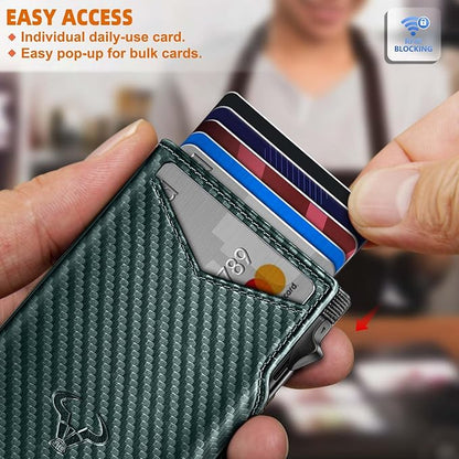 BULLIANT Men Wallet Gift Boxed,Slim Front Pocket Wallet Money Clip Card Holder 3.8"x2.7",Pop-up Access
