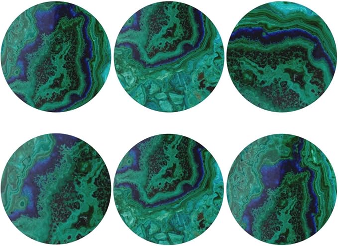 Agate Marble Green Coasters Set of 6 Coasters