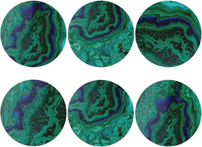 Agate Marble Green Coasters Set of 6 Coasters