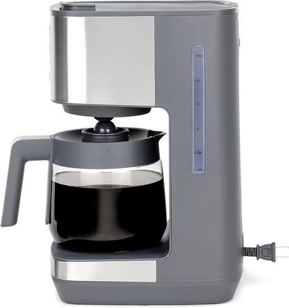 GE Drip Coffee Maker With Timer | 12-Cup Glass Carafe Coffee Pot With Adjustable Keep Warm Plate | Wide Shower Head for Maximum Flavor | Kitchen Essentials | Stainless Steel