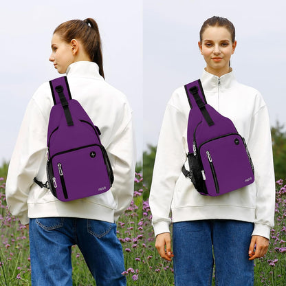 MOSISO Sling Backpack Bag, Crossbody Shoulder Bag Travel Hiking Daypack Chest Bag with Front Square Pocket&USB Charging Port