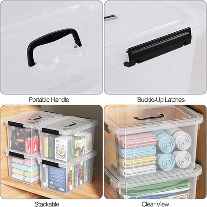 18 Quart Plastic Storage Bins with Lid, 4 Packs Clear Latching Storage Box