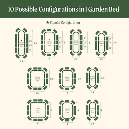 32" Extra Tall Raised Garden Bed Kits, 2.5 x 9.5 x 2.7ft Deep Root 10 in 1