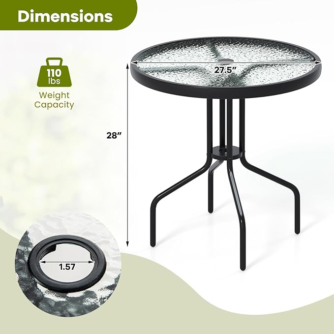 Tangkula 27.5 Inch Round Outdoor Dining Table