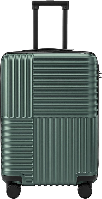 NINETYGO Carry On Luggage 22x14x9 Airline Approved, 20 Inch Luggage with Smooth Double Spinner Wheels, Hard Shell PC+ABS Suitcase Carry-On, Lightweight Travel Luggage, TSA Approved (Green, Himalayas)