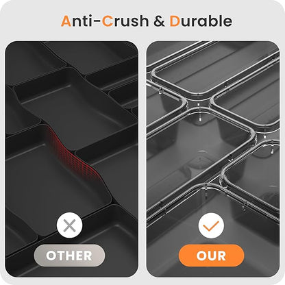 【Military Grade】 Drawer Organizer, 【𝟱𝗦𝗶𝘇𝗲】 Clear Makeup organizer, 【Holds 177 Items】 Bathroom Organizers and Storage, Plastic Desk Organizer Divider, Organizer Bins for Office Vanity A-LUGEI