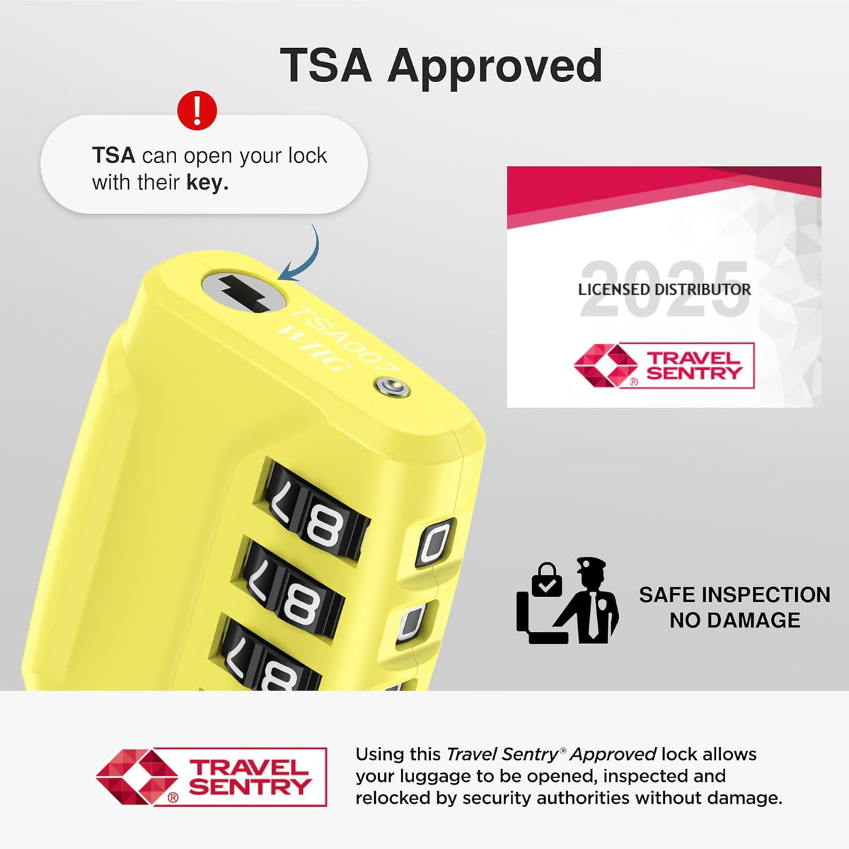 Puroma 2 Pack TSA Approved Luggage Lock, 4 Digit Combination Travel Locks Resettable Code Lock with Zinc Alloy Body for Suitcase, Toolbox, Backpack, Bag, Gym Locker (Yellow)
