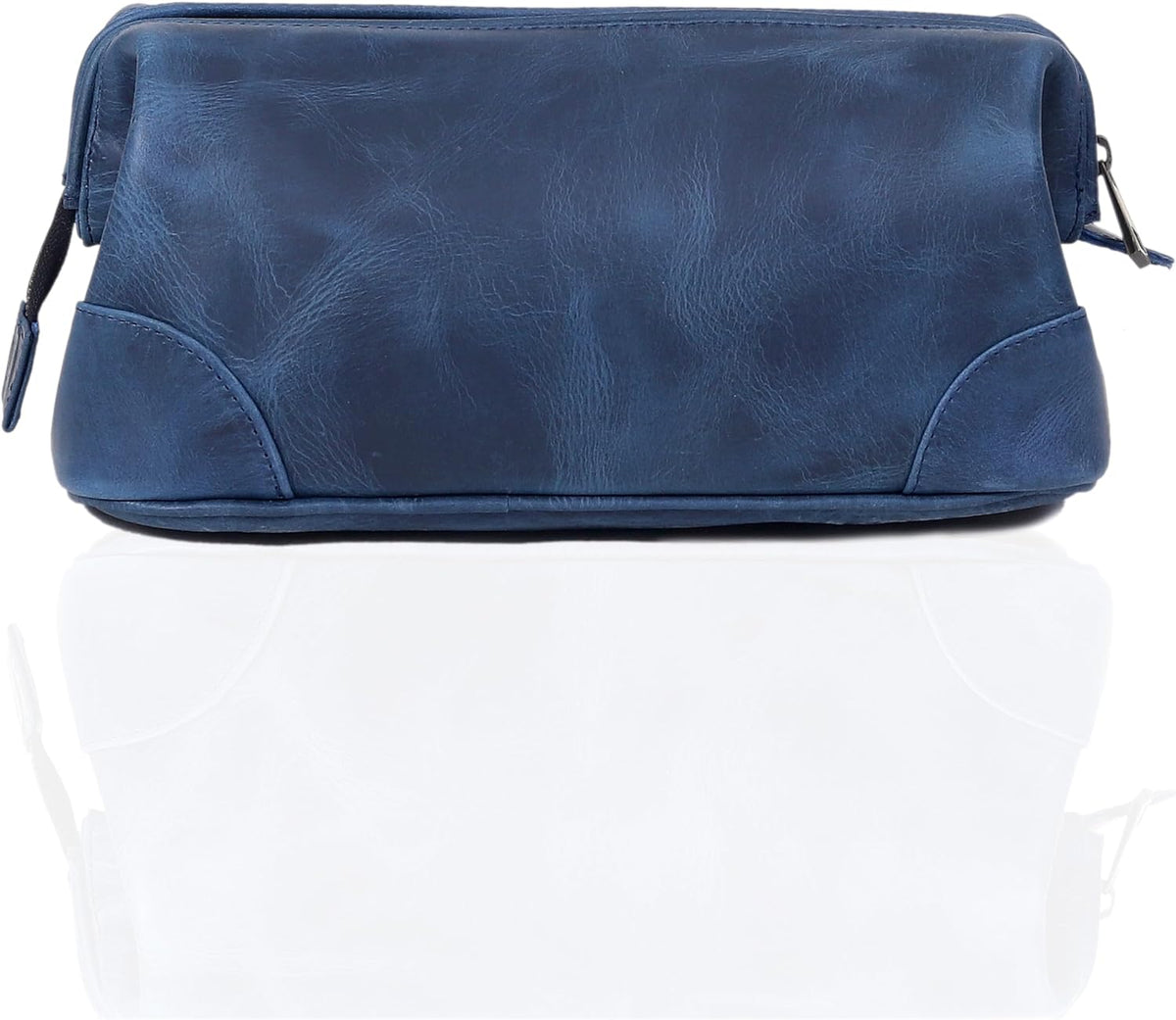 HLC Leather Toiletry Bag for Men - Best Gift for Men - Premium Genuine Leather Dopp Kit Shaving Kit Organizer Travel Kit Pouch Bag for Men - Large Size (blue)