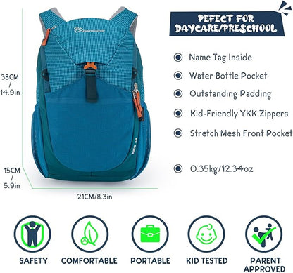 MOUNTAINTOP Kids Backpack 12L Toddler Hiking Backpack,Kindergarten Preschool Daypack for Boys Girls