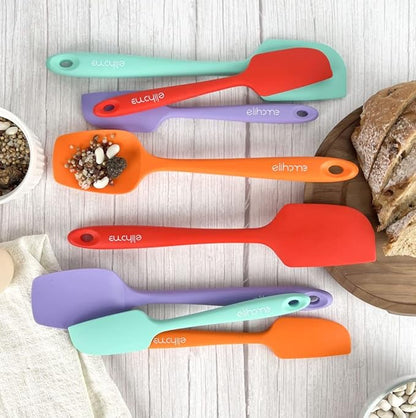 Elihome Chef Series 3 Piece Silicone Spatula Set - 600°F Heat Resistant Non Stick Rubber Kitchen Scraper Spatulas for Cooking, Baking, and Mixing – BPA Free and LFGB Certified Silicone (Red)