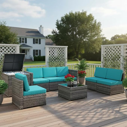 Tangkula 8 Pieces Wicker Patio Furniture Set