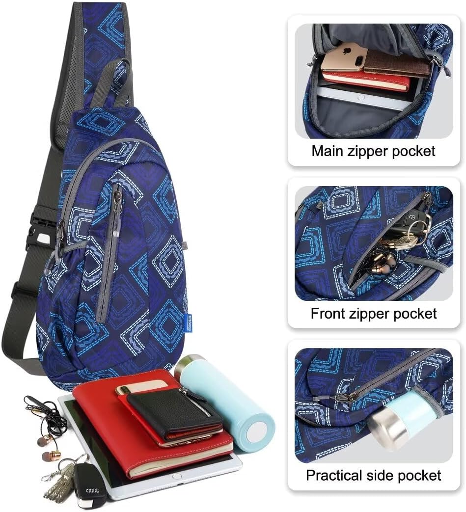 TITECOUGO Small Sling Bag, Lightweight Crossbody Backpack for Men Women, Shoulder Bag for Sports and Outdoor