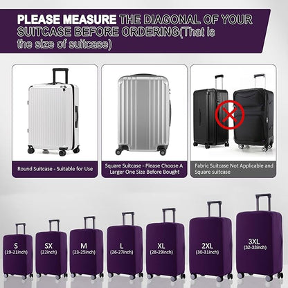 Travel Luggage Cover Suitcase Protector Scratch-Resistant Fit 19-31 Inch Suitcase, Not Included Suitcase (Purple, 2XL(30-31 inch))