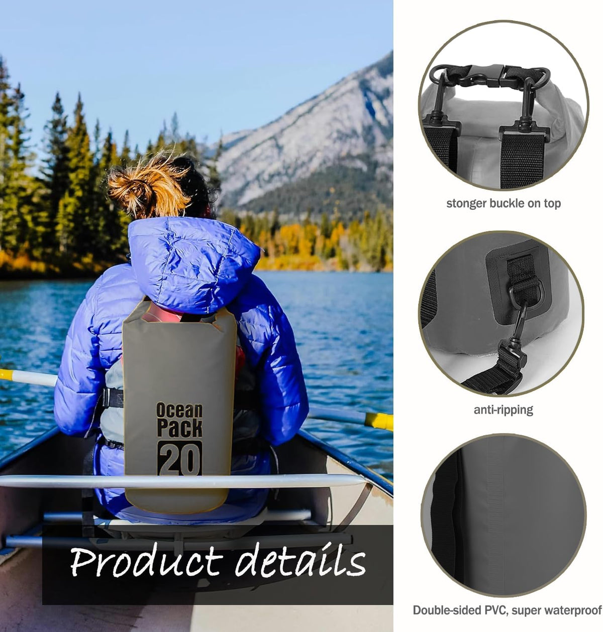 Dry Bag Waterproof Backpack 5L/10L/20L/30L Roll Top Waterproof Bag,Floating Dry bags for Kayaking,Swimming,Boating,Camping,Beach.
