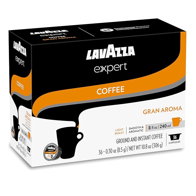 Lavazza Expert Gran Aroma Coffee Capsules, Light Roast, 100% Arabica, Compatible with Lavazza Classy Plus Machine (36 Capsules)