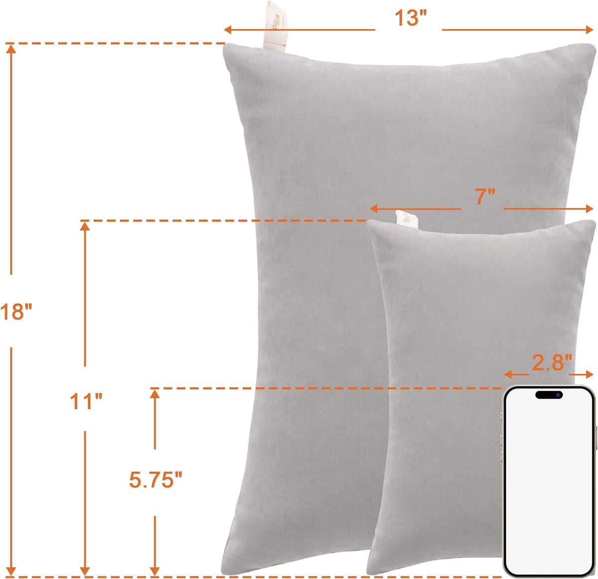 NTBAY Toddler Pillows, Down Alternative 13"x18" Pillows, Machine Washable - Soft and Breathable Travel Small Pillows for Sleeping, Ideal for Daycare, Crib, Cot, Light Grey