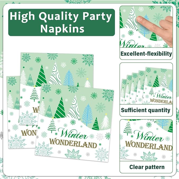96Pcs Christmas Winter Forest Party Supplies Winter Wonderland Paper Plates and