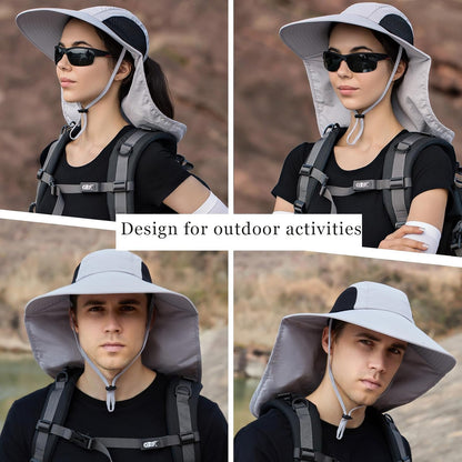 Sun Hat for Men Women with Neck Flap,UPF 50+ UV Protective Hiking Fishing Hats,Wide Brim Sun Hat for Women&Men