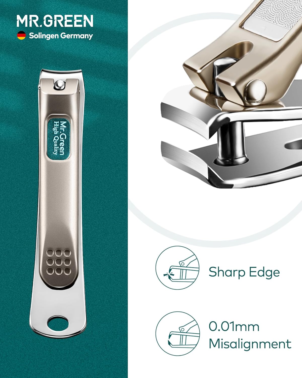 MR.GREEN Nail Clipper 4Pcs Set, Stainless Steel Manicure Pedicure Set, Medical Grade Grooming Kit with Travel Case Gift Box for Man & Woman