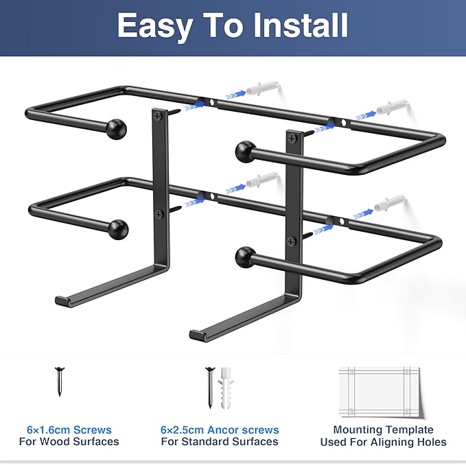 Glove Box Dispenser Wall Mount: Black Holder Organizer for Disposable Glove & Tissue Box - Organizer on Wall in Lab, Kitchen, Bathroom, Garage