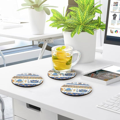 Vector Illustration Ukrainian Folk Pattern 4 Pcs Round Coasters