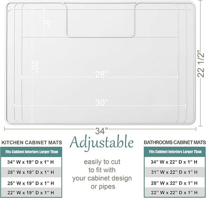 The Original Under Sink Mat - Silicone Waterproof mat, Trimmable, Easy to Clean, Kitchen cabinet liner, Under sink protector mats, Disinfection Surface - 34" x 22" or smaller