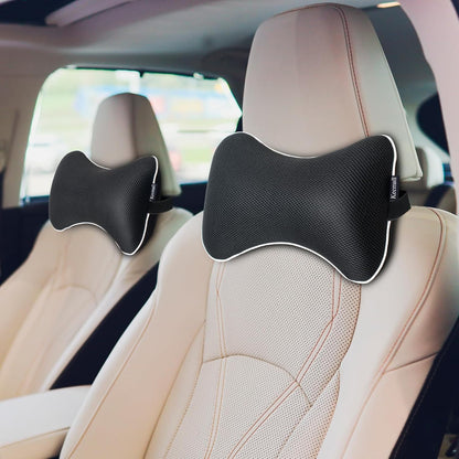 Inflatable Car Neck Pillow - 2 Pack Soft Headrest Car Pillow for Driving Seat with Adjustable Strap, Comfortable Ergonomic Design Neck Support and Breathable Washable Cover