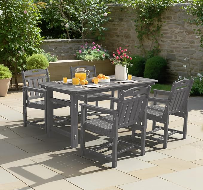 Ciokea HDPE Outdoor Patio Dining Chairs Set of 2, All-Weather Porch Chair