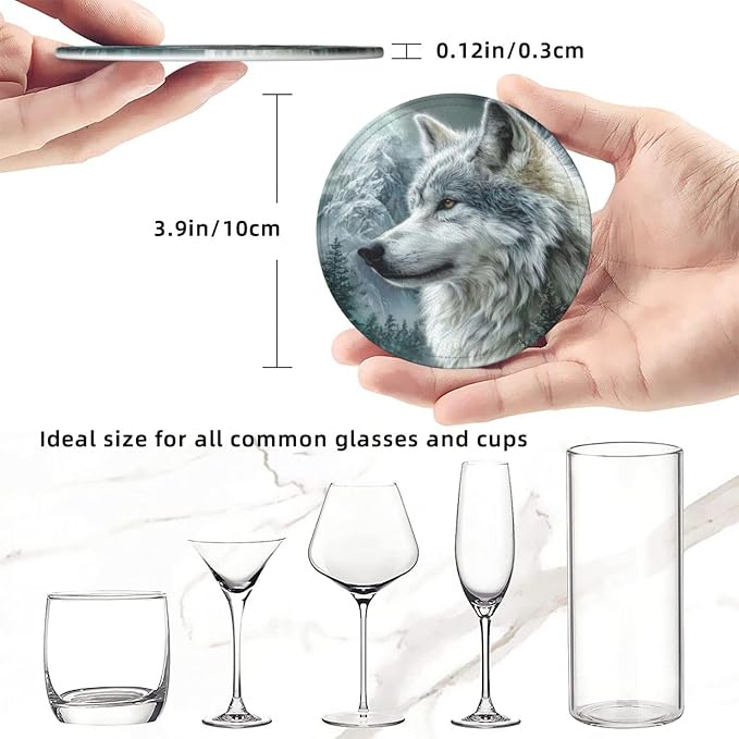 6 Pack Wolf Moutain Leather Coasters
