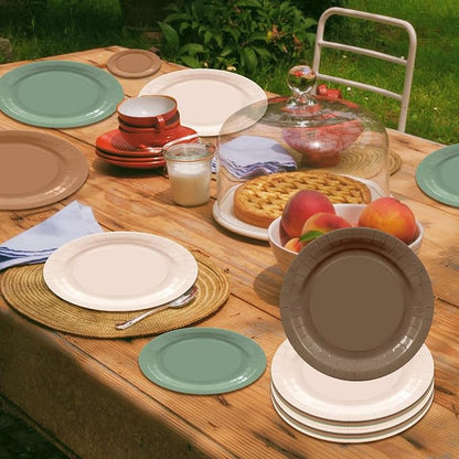 60Pcs Woodland Plates and Napkins Party Supplies, Serves 20 | Sage Green and