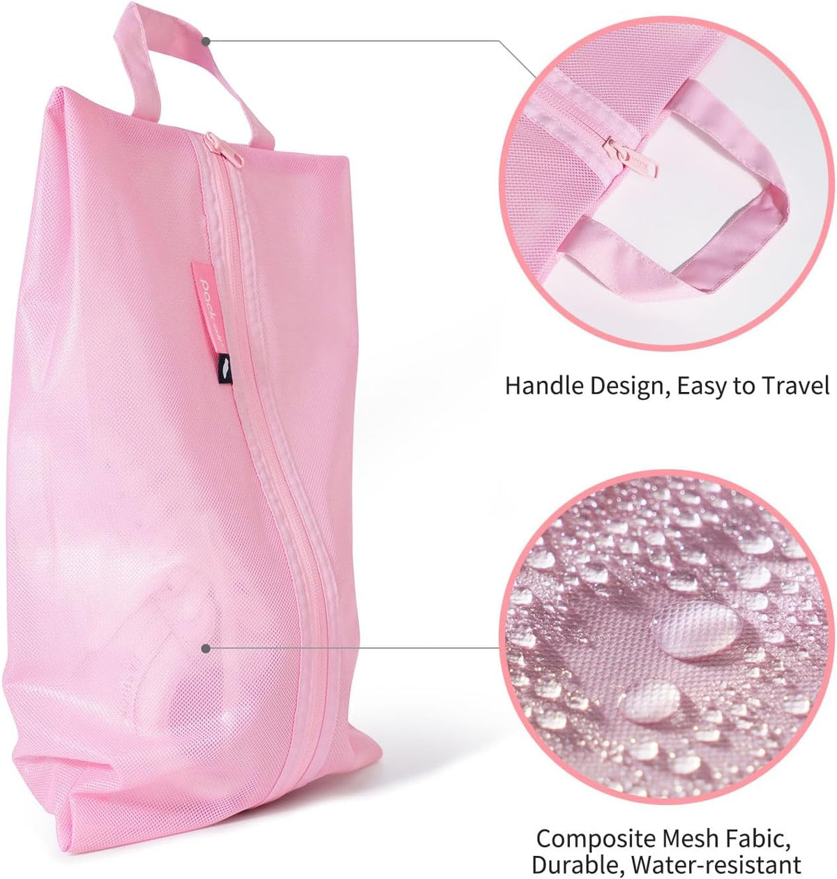 pack all Shoe Bag for Travel, Water-Resistant Shoe Pouch for Gym, Odor-Resistant Soccer Cleats Bag for Sport (Pink, 1-Pack)