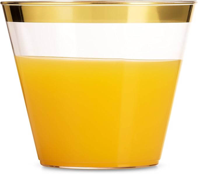 Munfix 100 9 Oz Clear Plastic Cups, Old Fashioned Tumblers, Fancy Disposable