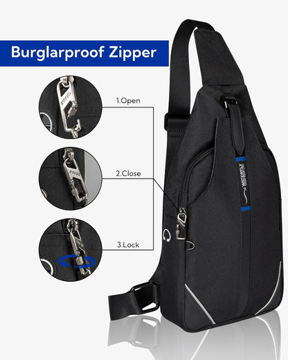 WATERFLY Small Crossbody Sling Backpack Anti Theft Backpack for Traveling Chest Shoulder Bag