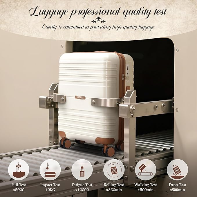 Luggage Sets with spinner wheels, PC+ABS Hard Shell Travel Luggage,Lightweight Carry-on suitcases with TSA Lock,YKK Zippers (Beige, 7 piece sets（14/18/20/24/28/DB/TB）)