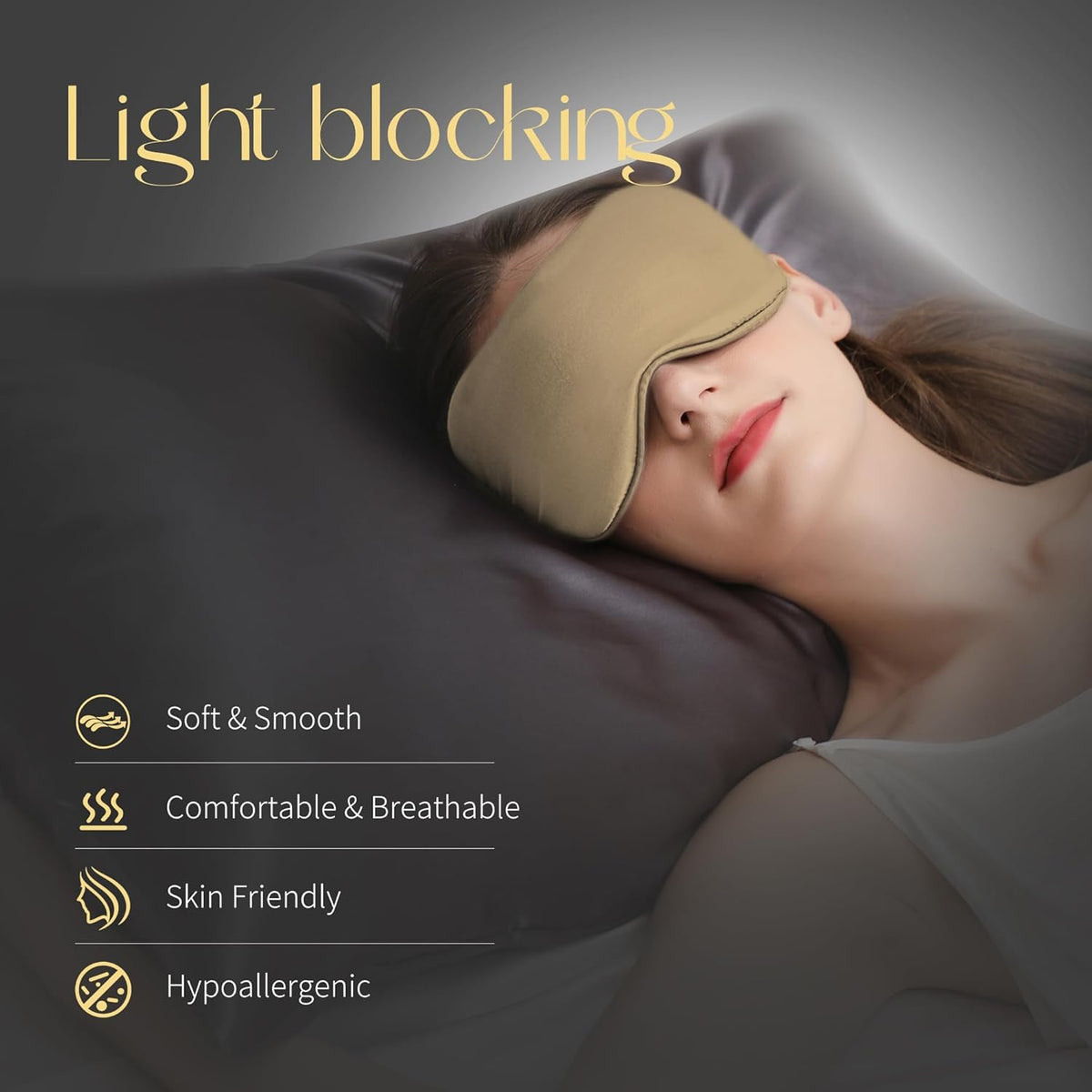 ZIMASILK Adjustable 100% 22 Momme Mulberry Silk Sleep Mask for Sleeping, Filled with Premium Mulberry Silk, Softest & Breathable Eye Sleeping Mask (Golden)
