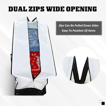 4 Pcs 66 Gallon Large Moving Bags with Zipper and Handles Foldable Storage Duffle Bags Heavy Duty Extra Large Totes for College Dorm Travel Clothes Blankets Bedding Moving (Black and White)
