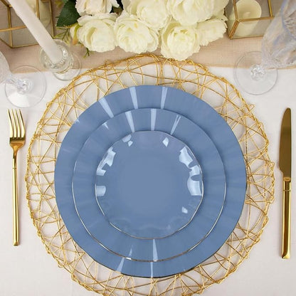 Efavormart 10 Pack | Dusty Blue 6" Round Plastic Dessert Salad Plates,