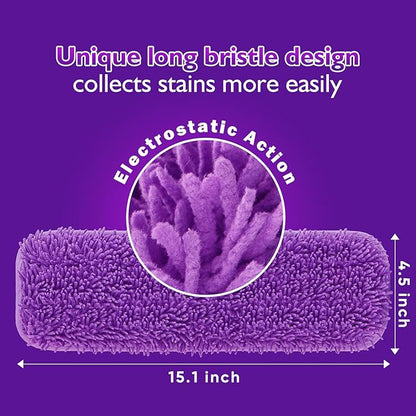 Reusable Mop Pads for Swiffer PowerMop, 8 Pack Microfiber Mop Pad Refill with Scrubber Strips for 13''-15'' SprayMop, Washable Mop Pads Use for Most Floor Types, Designed for Pets - Multicolor