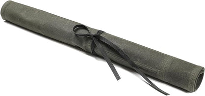 Heavy Duty Waxed Canvas Knife Roll Bag, Portable Chef Knife bag, Durable (Army Green)