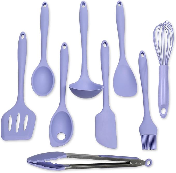 Chef Craft - Premium Silicone Kitchen Tools and Utensils Set, Non-Scratch, Withstands Temperatures up to 450°F, BPA-Free, 9 Piece Cooking Utensils Set, Pastel Blue