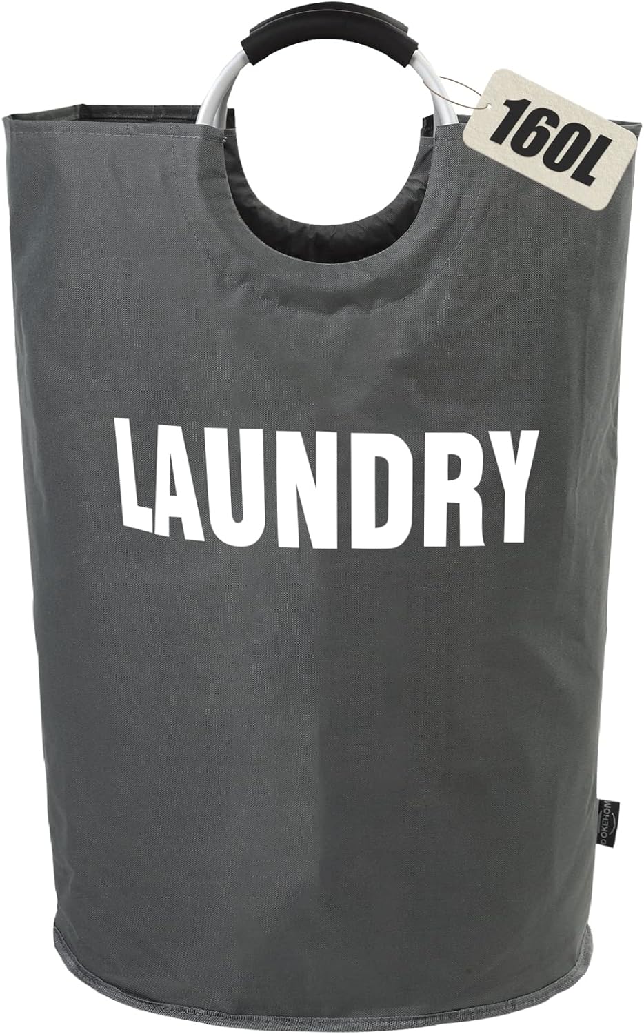DOKEHOM 160L XX-Large Laundry Basket (7 Colors), Collapsible Laundry Bag, Foldable Laundry Hamper, Folding Washing Bin (Dark Grey, XXL)