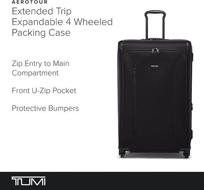 TUMI - Aerotour 4 Wheel Expandable Luggage - Men's and Women's Lightweight Business and Leisure Travel Suitcase - 31" Extended Trip Expandable Packing Case, Black