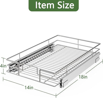 LOVMOR Pull Out Cabinet Organizer 14" W x 18" D, Kitchen Cabinet Pull Out Shelves Slide Out Storage…