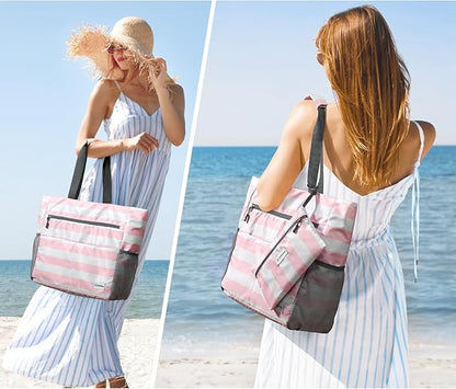 G4Free Beach Bag, Waterproof Sandproof Beach Tote Bag, Large Capacity Foldable for Women