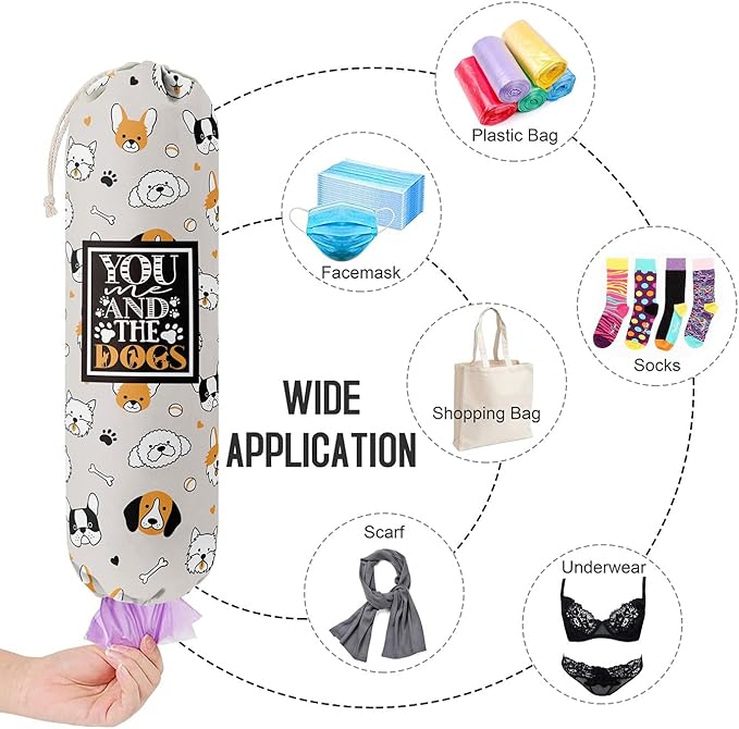 Funny You Me & The Dogs, Grocery Bags Holder Organizer For Shopping Bags, Wall Mount Plastic Bags Storage Container Dispensers, Gift For The Preferred Family And Friends