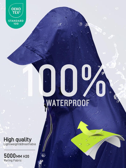SaphiRose Hooded Rain Poncho Waterproof Raincoat Jacket for Men Women Adults